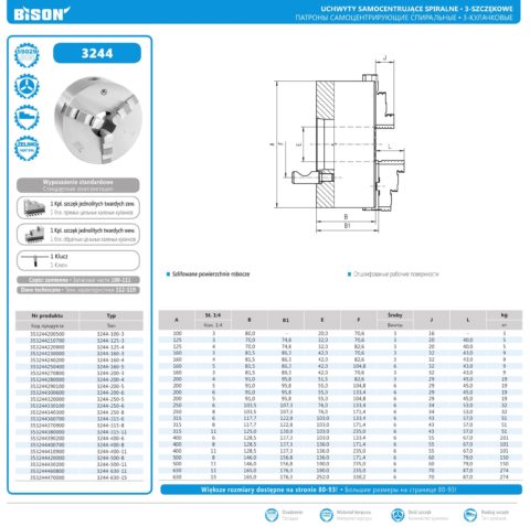 Токарный патрон тип 3244 - BISON - ООО "ИнструментПоставка"